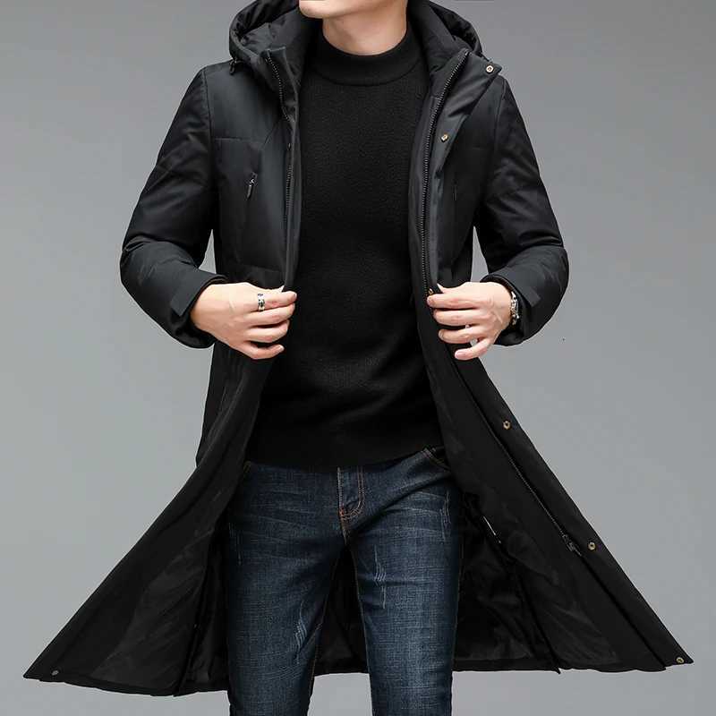 2024 Winter Long Style Mens 90% White Duck Down Coat Warm Down Jackets Detachable Hat Fashion Men Thickened Jacket Size M-5XL W250806