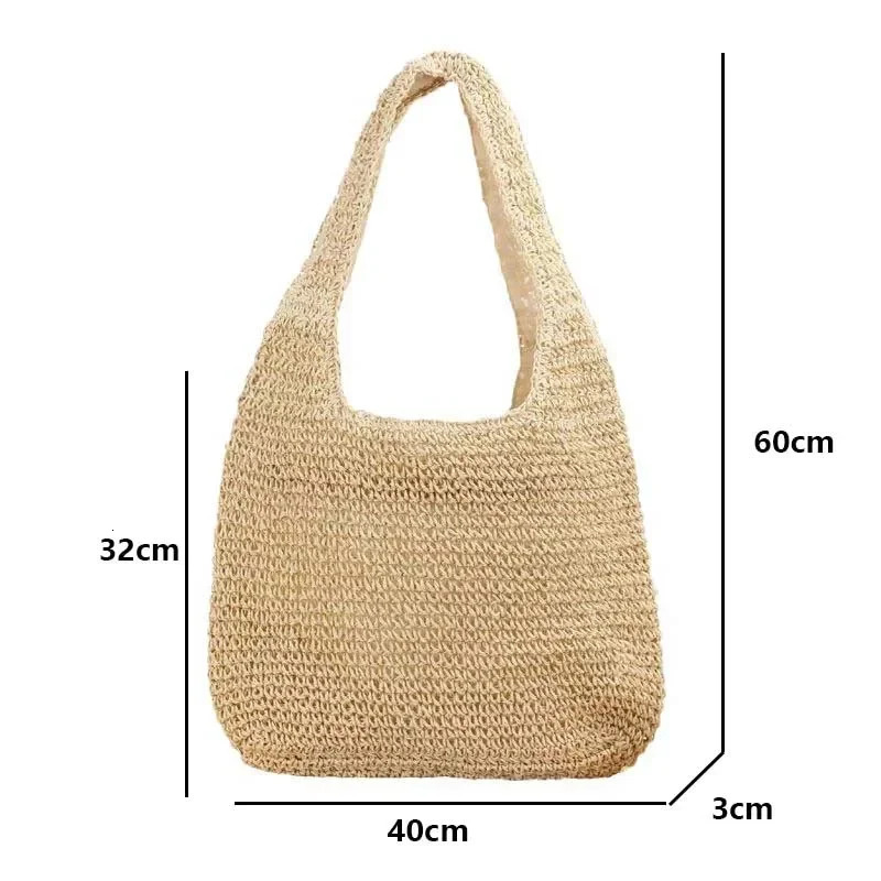 Fashion Straw Women Shoulder Bags Paper Woven Female Handbags Large Capacity Summer Beach Straw Bags Casual Tote Purses 250804