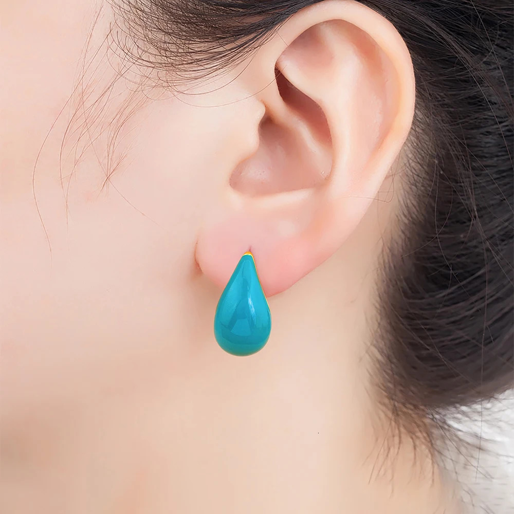 Nidin Trendy Waterdrop Hollow n Stud Earrings 5 Colors For Women Fashion Versatile Ear Jewelry Wholesale Accessories 250805
