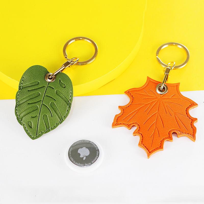 Cute Vegan Leather Keyring with Fruits and Leaves Design