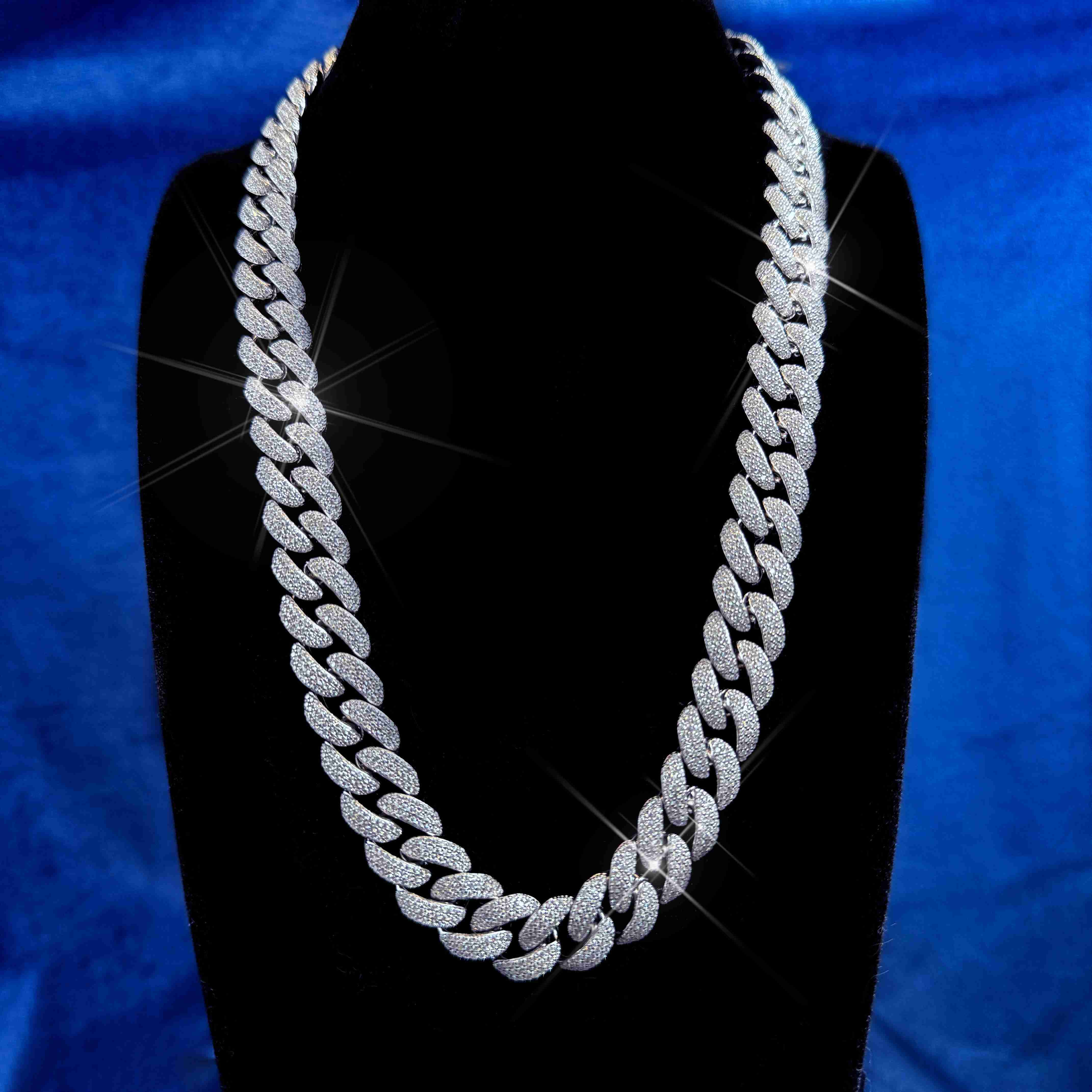 Hip Hop Jewelry 16mm Moissanite Cuban Chain Big Guy 4 Rows 925 Silver Miami Moissanite Cuban Link Chain