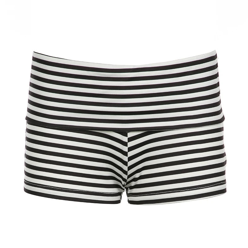 CIBBAR Casual Black Striped Shorts Streetwear y2k Low Rise Skinny Short Pants Harajuku All-match Women Shorts Korean Fashion 90s 250806