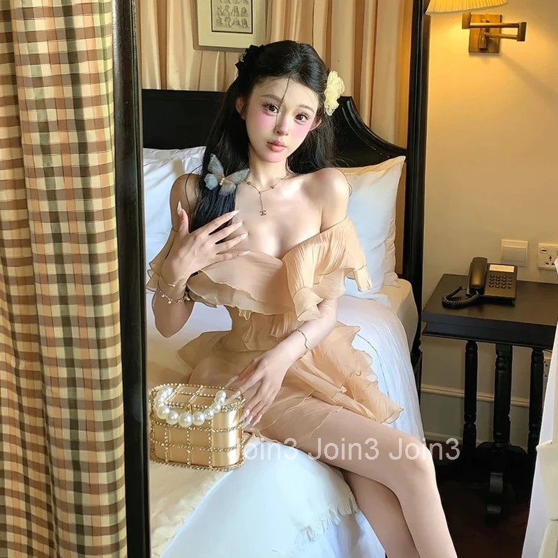 Elegant Mini Dress Women Party Prom Sexy Strapless Ruffles Patchwork Dresses Summer Korean Fashion Bodycon Chic A Line Vestidos