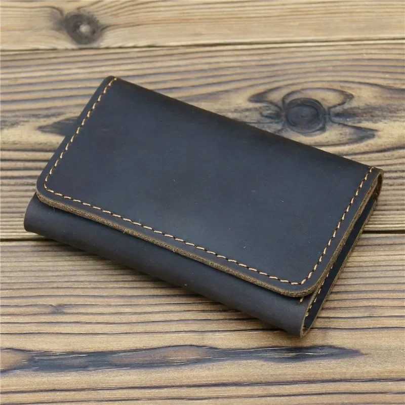 Handmade Vintage Leather Men Wallet Men Purse Cowhide Leather Short Card Wallet for Men Money Clips Money Bags New XJ250806