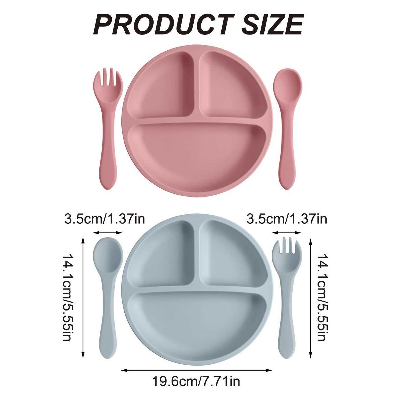 4PCS Silicone Baby Feeding Set Suction Plate BPA Free Training Tableware Dish Bowl Gift Set With Silicone Spoon Fork Baby Supplies X250806