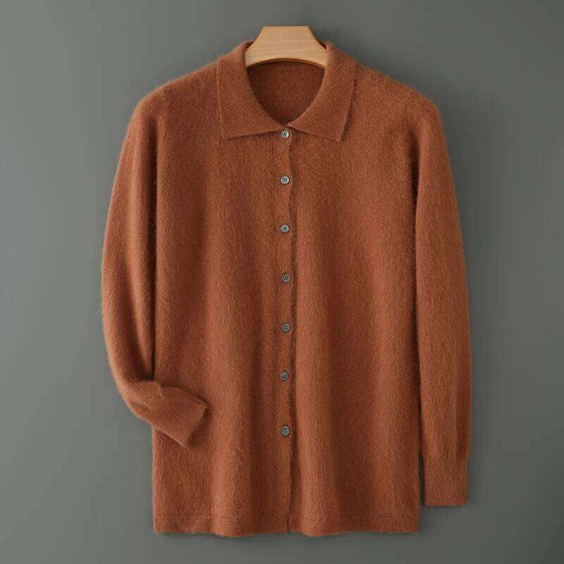 Maillard Polo Collar Sweater Autumn/Winter 2024 Casual Business Men 100% Pure Mink Cashmere Cardigan Large Size Knit Jacket 250806