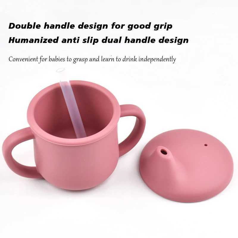 100% Food Grade Silicone Baby Feeding Drinkware Double Handle Leakproof Kids Learning Drink Cup BPA Free Toddler Water Bottle X2508061