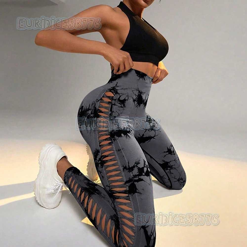 New Yoga Wear Fitness Pants for Women Peach Lift Sports Nine-point Pants Tight-fitting Quick-drying Tie-dye Yoga H250806