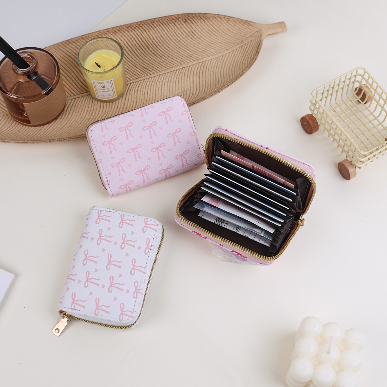 New Women's Cartoon Sweet Mini Coin Purse Ins Style Bow Multi-Card Slot Holder Card Case