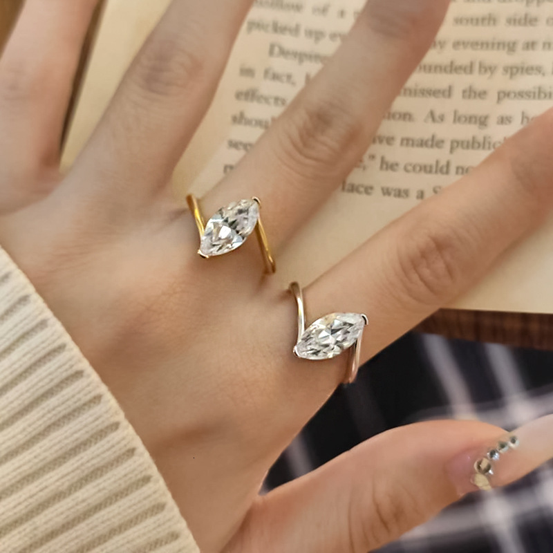 Hui Zhi Wing Jewelry S Silver New 6*12mm Marquise High Carbon mond Wind Ring Ins Personality