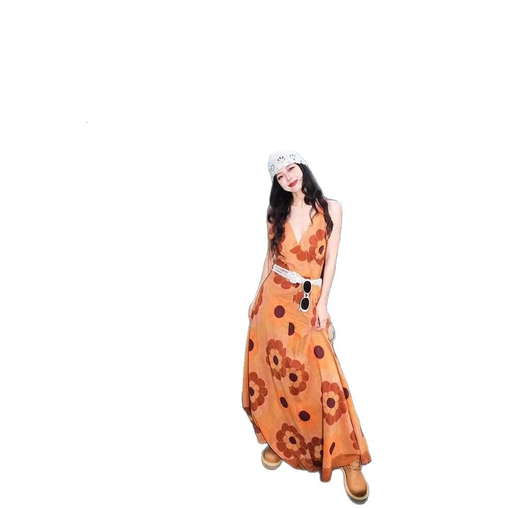2025 Summer Travel Dress Beach Vacation Elegant Printed V-neck Dress Bohemian Beach Dress Summer New fashion Designer Dress