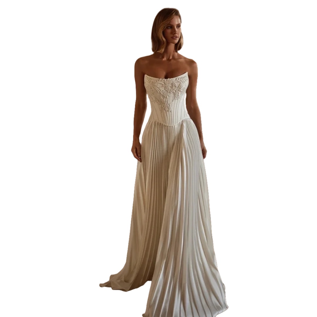 Elegant Prom Dress Mermaid Evening Dress Sleeveless Strapless Princess 3D Appliques Satin Prom Gowns Plus Size Customized vestido de novia