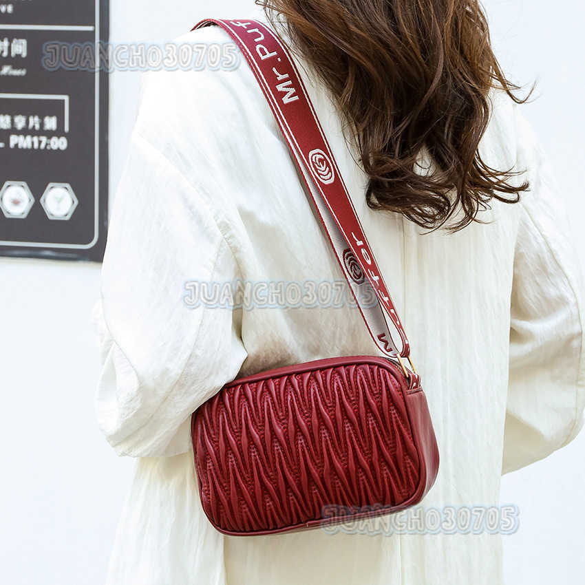 Trendy Textured Quilted Small Square Bag Bags Fashionable Underarm Shoulder Bag Wide Strap Crossbody Bag H250806
