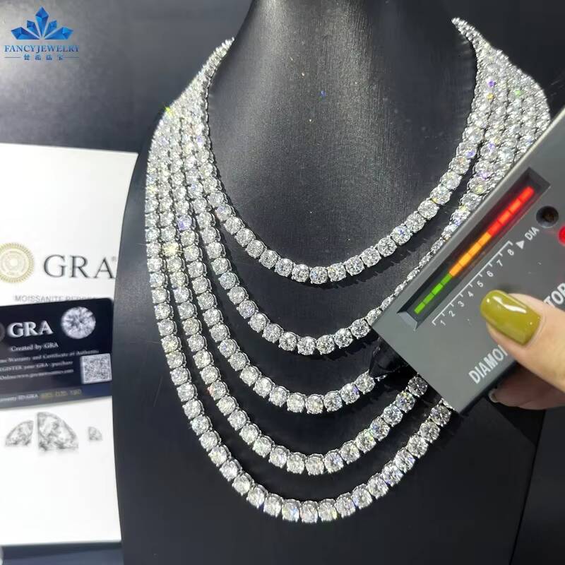 Tennis Necklace Bracelet Pass Diamond Tester Iced Out Bling Moissanite Diamond Hip Hop Jewelry Solid 925 Silver Tennis Chain