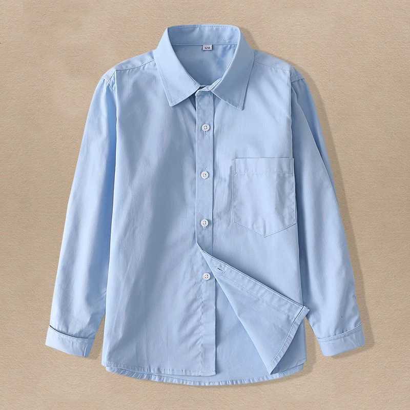 8 to 12 Years Old Cotton Children Long Sleeve White Shirts Primary School Uniform for Teenage Boys Button Tops 6-16 Years Old X250806