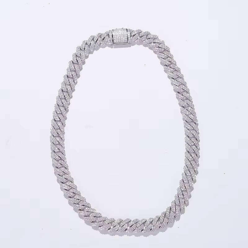 12mm Hip Hop Custom Jewelry VVS Moissanite Necklace 925 Sterling Sliver Diamond Iced Out Cuban Link Chain Necklace Bracelet