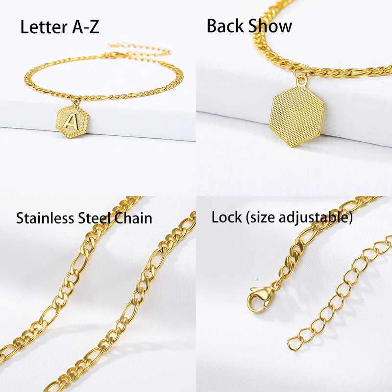 A-Z Initial Letter Anklets For Women Stainless Steel Anklet 21cm + 10cm Figaro Chain Summer Beach Accessories Jewelry Gift 2023 Y250805