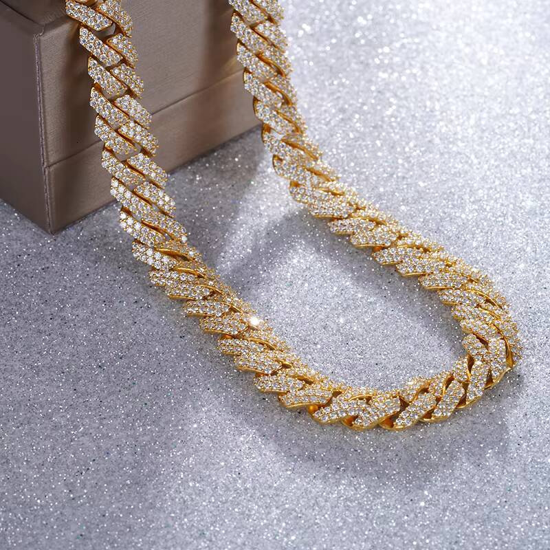 12mm Hip Hop Custom Jewelry VVS Moissanite Necklace 925 Sterling Sliver Diamond Iced Out Cuban Link Chain Necklace Bracelet