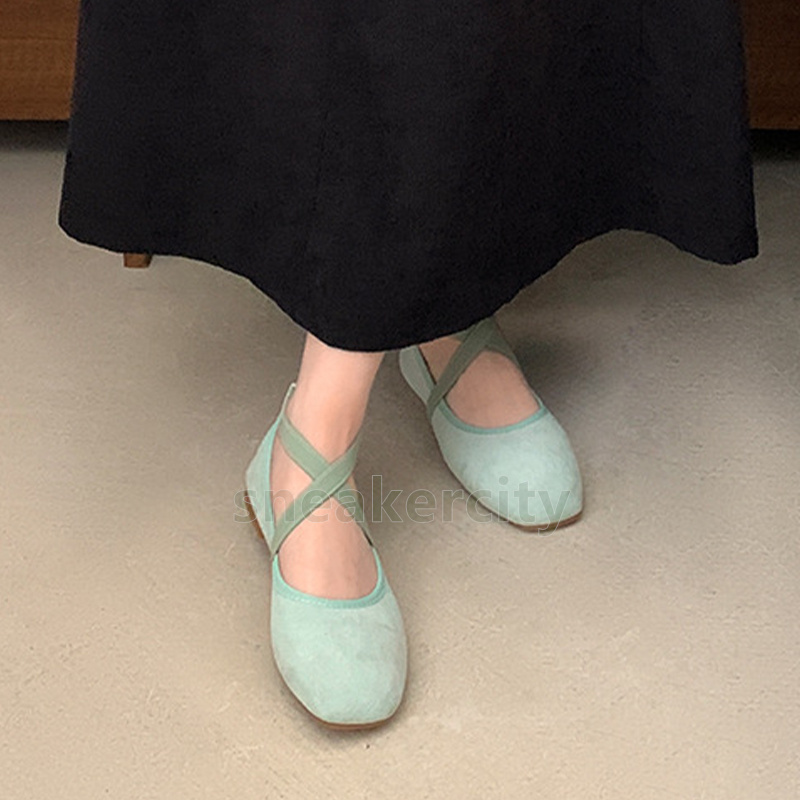 designer shoes loafers ballet flats mary jane shoes womens shallow mouth comfort soft sole elegant fashion cross elastic band dress shoes size 35-40