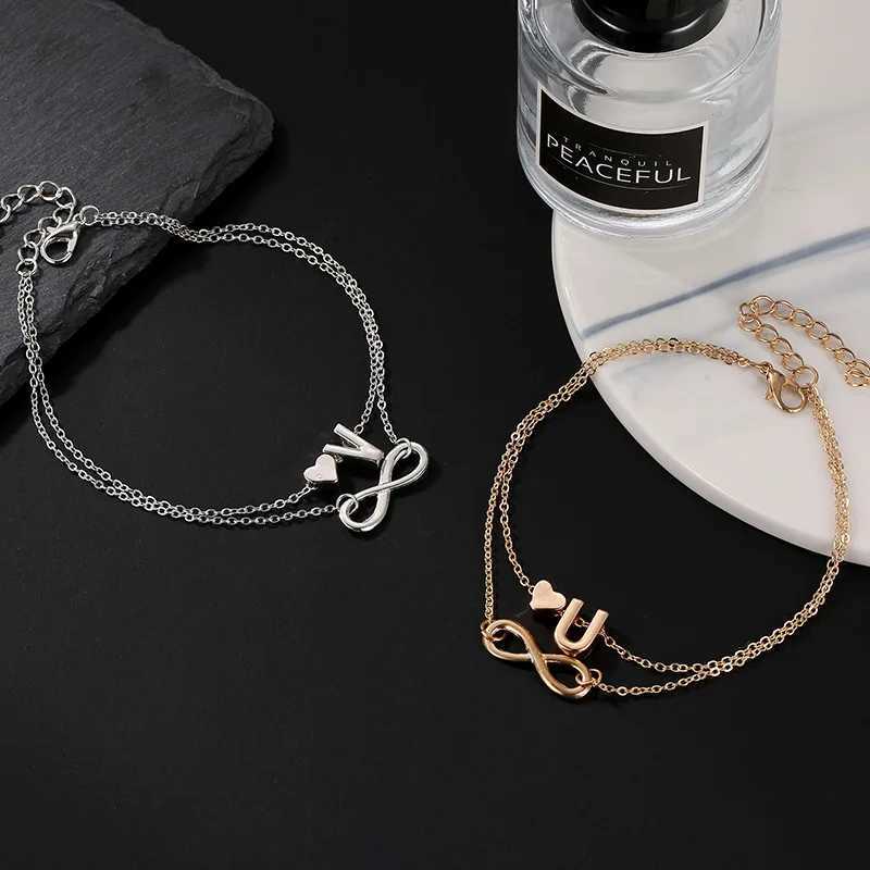 Boho Initial Anklet Heart Infinity Silver Color Ankle on Leg Chain 26 Letter Anklets For Women Ankle Beach Foot Jewelry Y250805