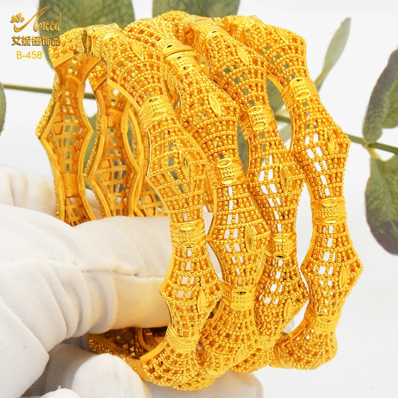 ANIID Dubai 24K Gold Color Bangles For Women Indian African Bracelets Charm Wedding Ethiopian Arabic Jewelry Gifts 250805