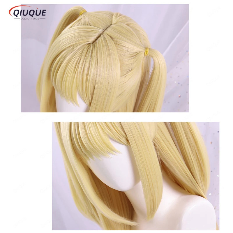 Anime MisaMisa Cosplay Wig Misa Amane Long Blond Double Tails Heat Resistant Hair Hallowen Party Wigs Wig Cap 250805