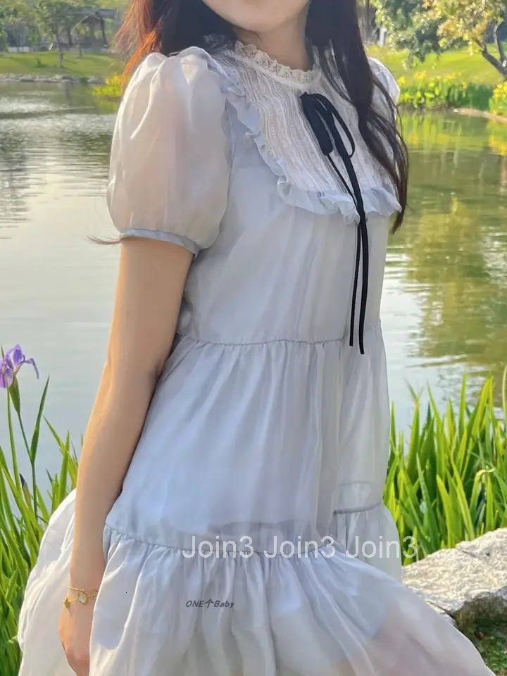 Mesh Dress Womens Spring Summer New Japanese Splice Cuteore Dresses Fashion Elegant Sweet Chiffon Dress Womens