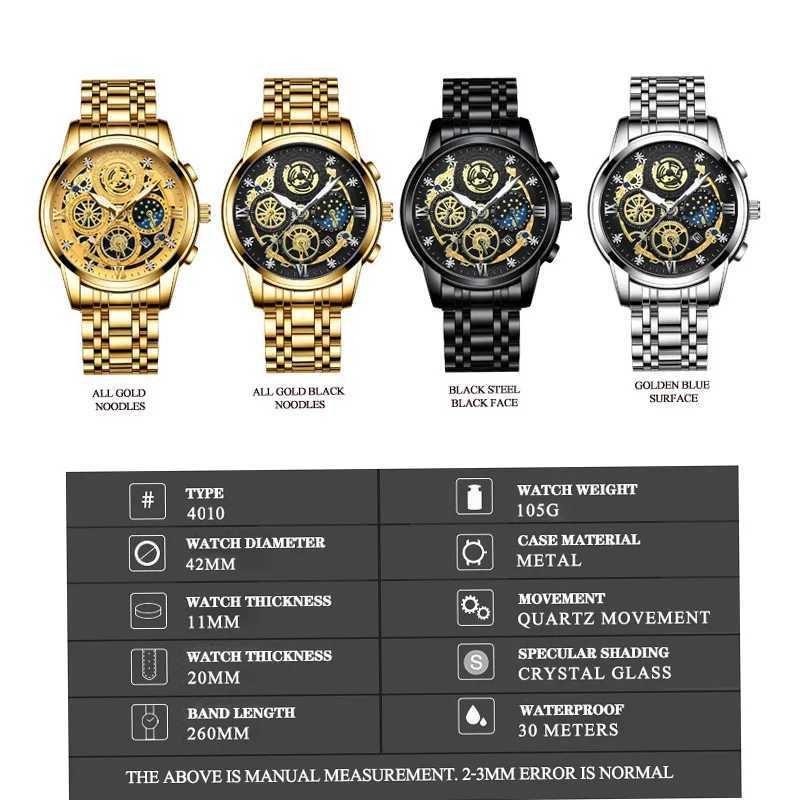 BINBOND B4010 Fashion Casual Quartz Men Stainless Steel Strap Luxury Dial Luminous 30M Waterproof Business Men Wrist W250806