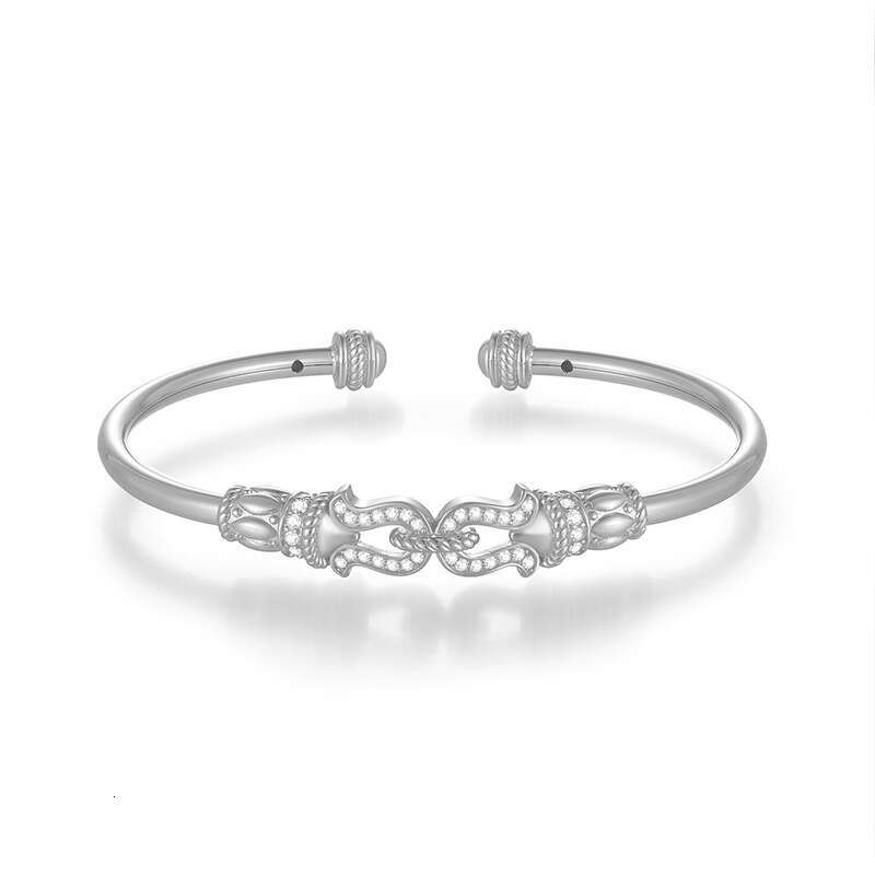 Sier Inlaid Moissanite Bracelet for Women Handmade Bestselling Morning Dew Bangle Light High-end Feel d1