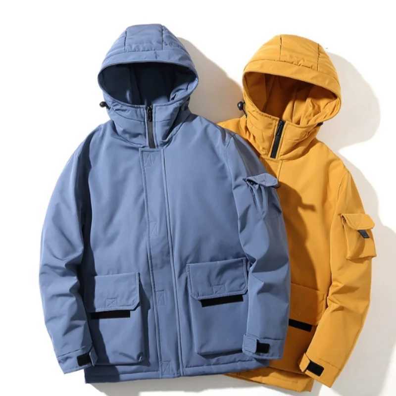 2025 new mens workwear down jacket winter hooded warm jacket multi-pocket windproof down jacket trendy down jacket W250806