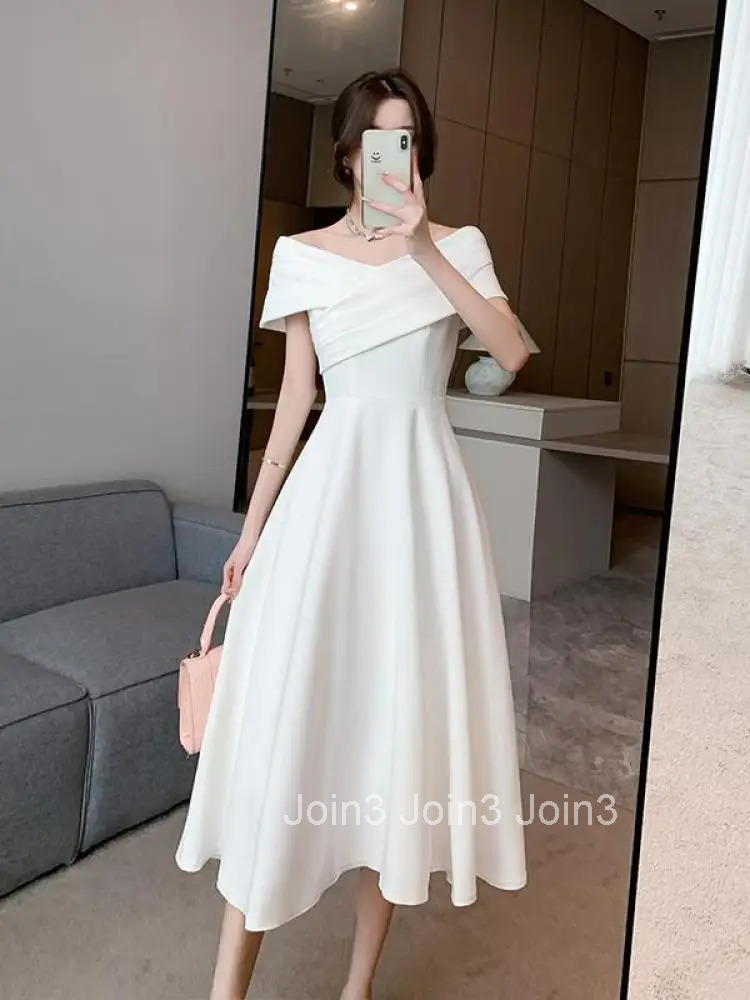 Elegant Evening Dress For Women Sleeveless Fashion Fairy Birthday Party Dress Solid Midi New Summer Sexy Engagement Dresses