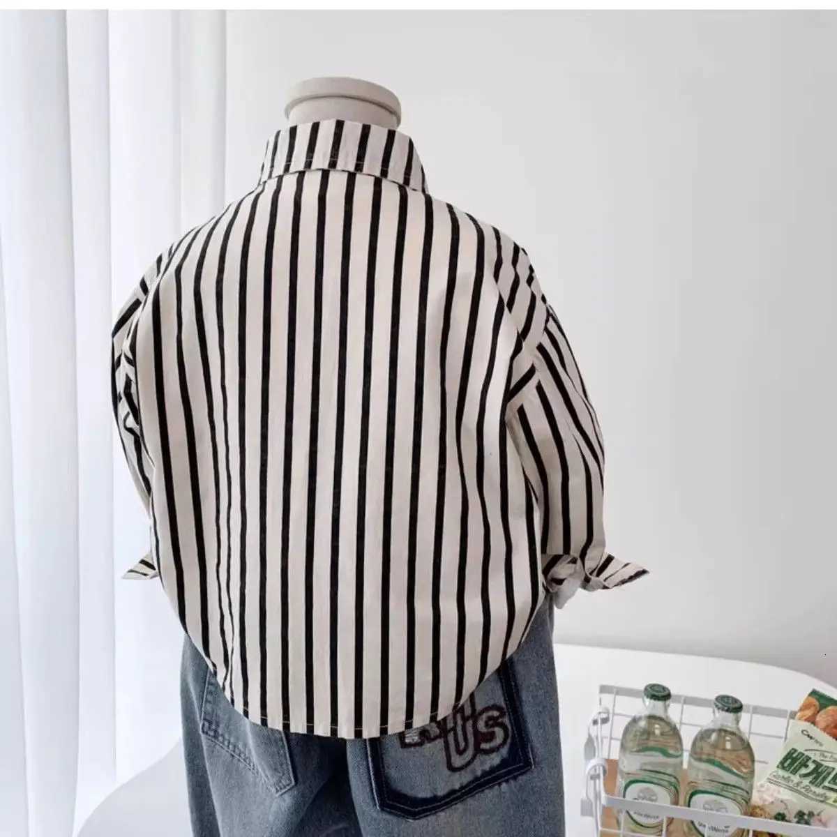Korean Boys Striped Shirt Long-Sleeve Lightweight Stylish Cotton Thin Blouse Spring Autumn Casual Daily Kids Tops Clothes 2-6Y X250806