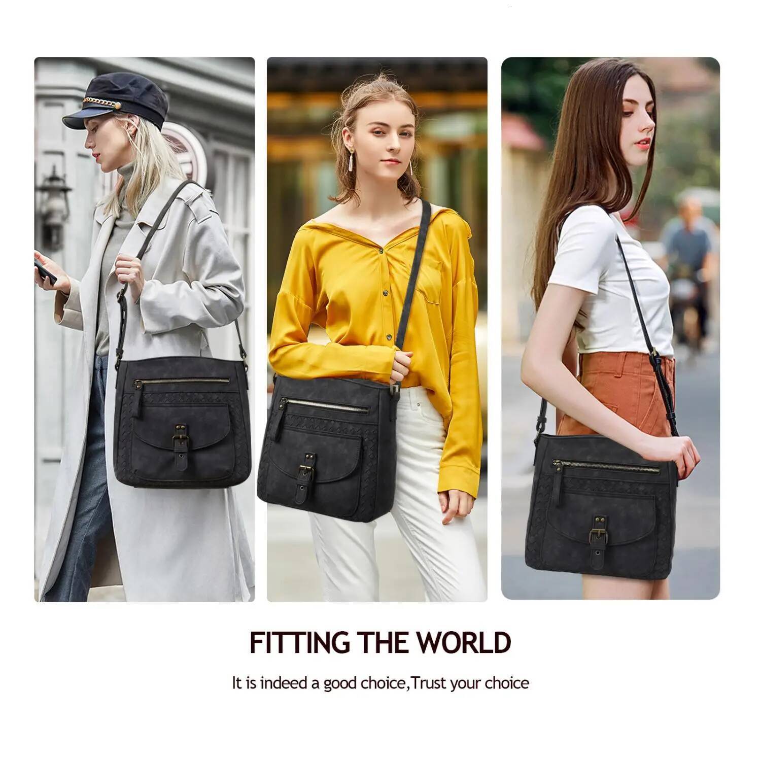 Crossbody Purses for Women, PU Leather Shoulder Handbags Sling Bag Crossboby Bags Medium Multi Pockets