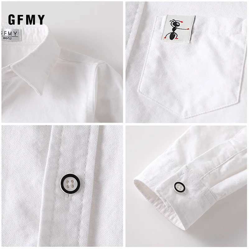 GFMY New Spring Oxford Textile 100% Cotton Blouse Girls Boys White Shirt 3T-14T British Style Kids Casual School Wear Clothes X250806