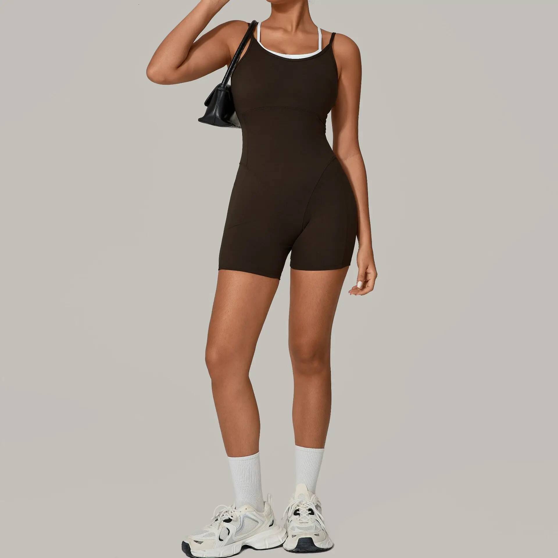 Hollow Backless Sport Short Jumpsuit Playsuit Women One Piece Gym Workout Clothing Bodycon Sleeveless Fiess Rompers Overalls