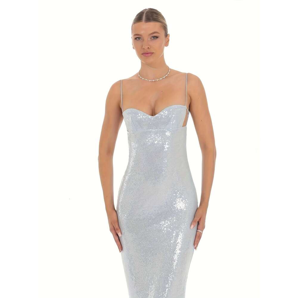 Celebrity Royal Style High-End Tight Beaded Party Evening Bodycon Strap French Beautiful Unique Long Dress 2025 Summer