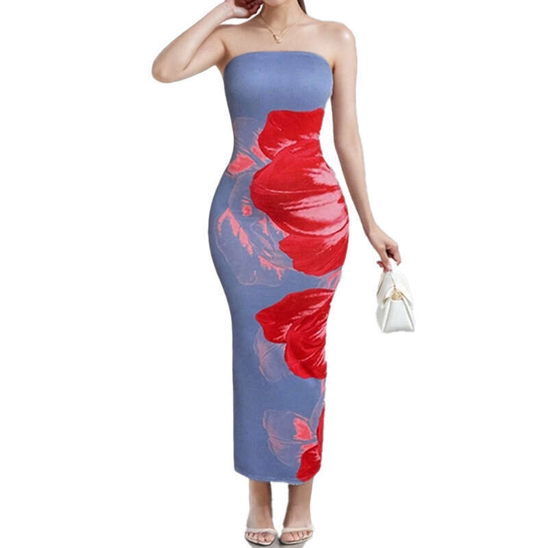 Spring New Women's Fashion Style Bodycon Waist-Cinching Solid Color Dress B5