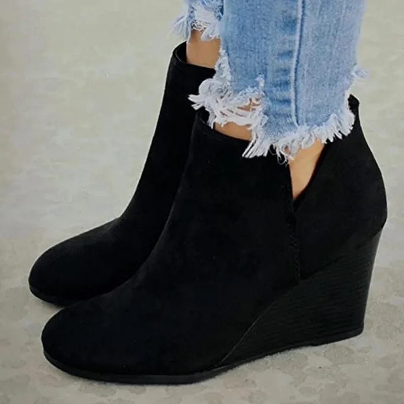 2025 Womens Boots Side Zip Women Wedge Shoes Fashion Lightweight Ankle Boots Summer High Quality Shoes for Women Botas Mujer 250805