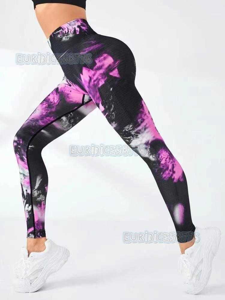 Seamless Pants Women Fitness Yoga Pants Sports Pants Tie-dye Painted Long Pants Hip Lift Training Pants H250806