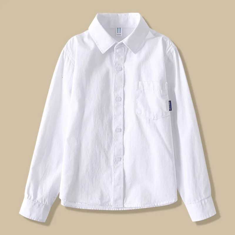 8 to 12 Years Old Cotton Children Long Sleeve White Shirts Primary School Uniform for Teenage Boys Button Tops 6-16 Years Old X250806