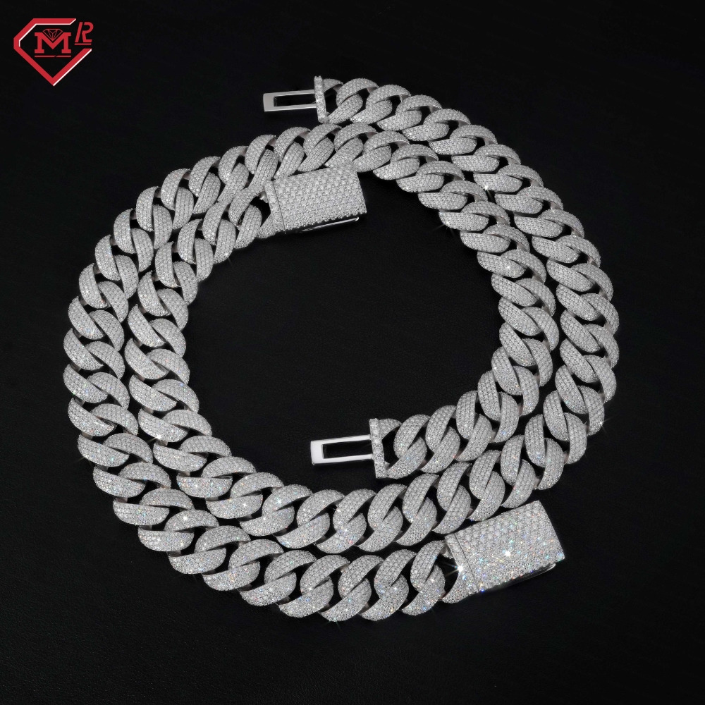 Stock 16MM Miami Moissanite Cuban Chain Hiphop Iced Out Jewelry 925 Silver Cuban Link Chain