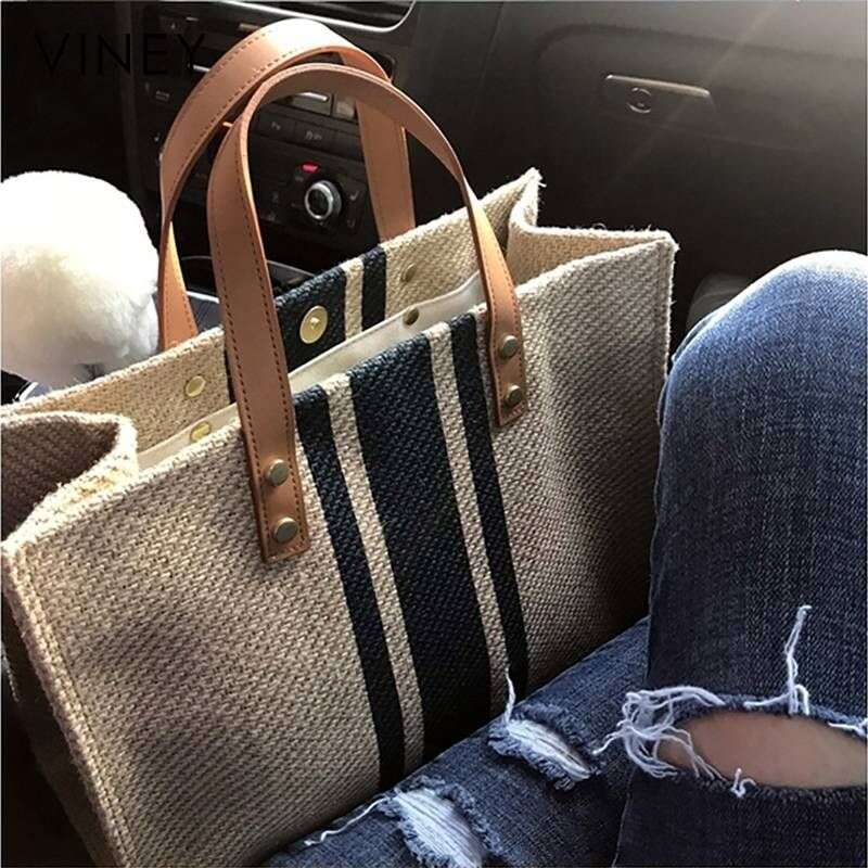 New Bags Women's Handbags Spring And Summer Large Capacity Canvas Basket Tote Bag