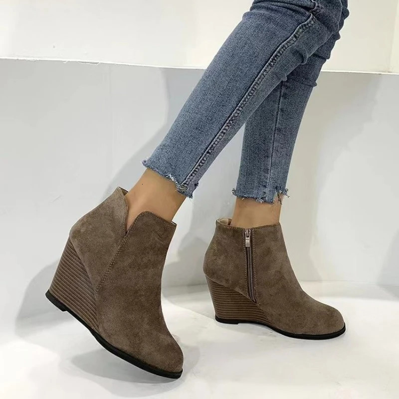 2025 Womens Boots Side Zip Women Wedge Shoes Fashion Lightweight Ankle Boots Summer High Quality Shoes for Women Botas Mujer 250805