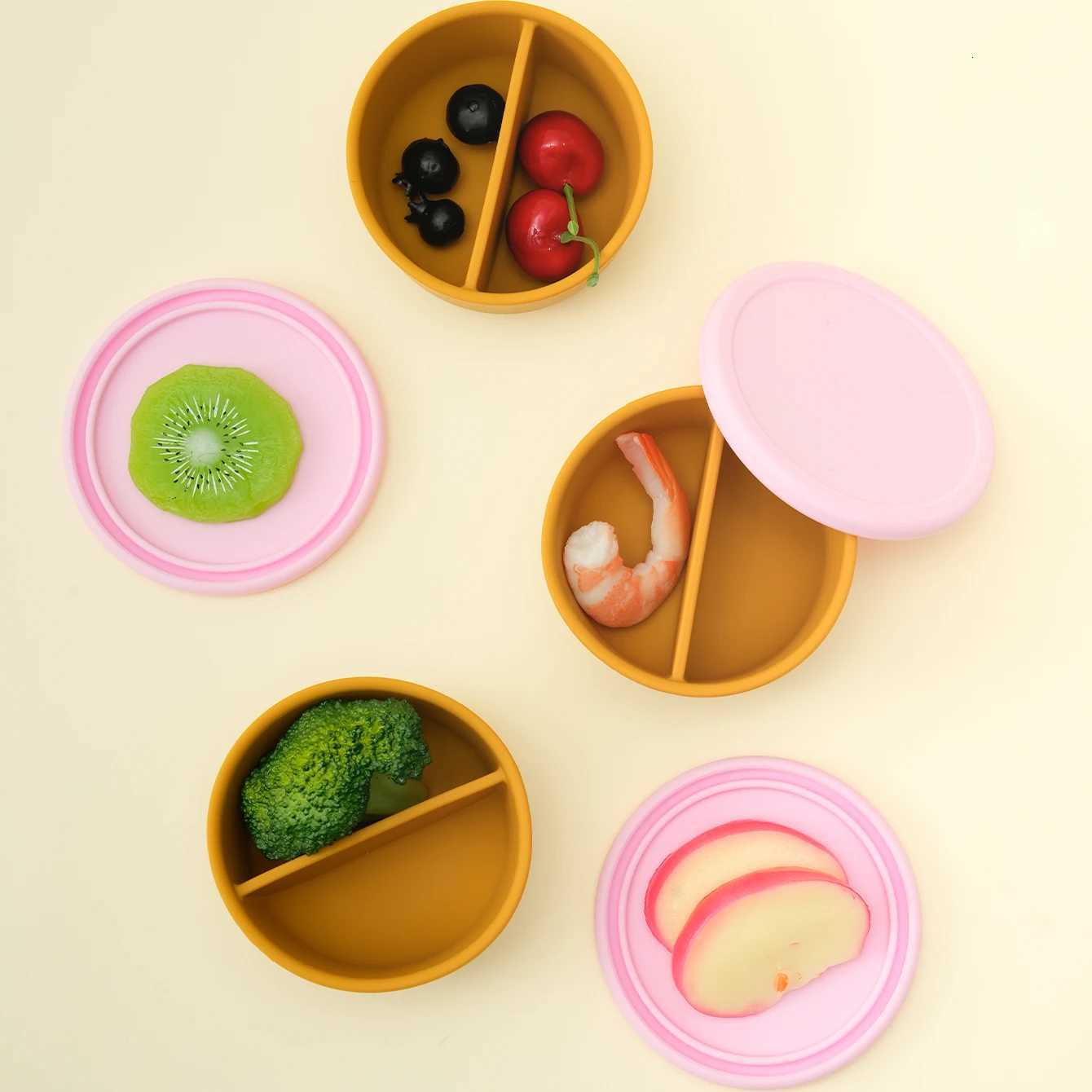 1PCS Baby Silicone Training Bowl| 2-Compartment Feeding Tableware Portable Design| Shower Gift Travel Use Baby Accessories X250806