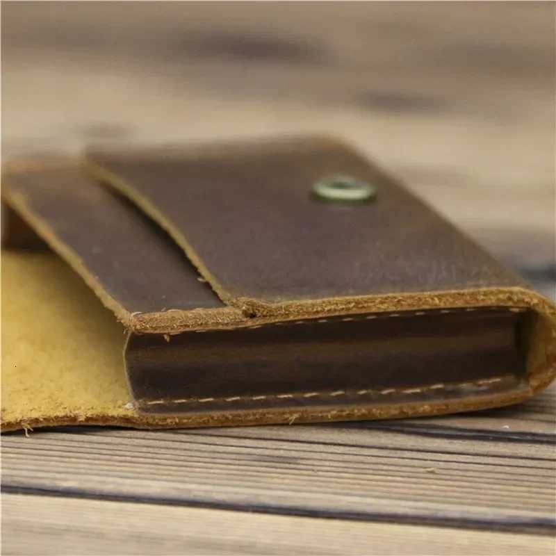 Handmade Vintage Leather Men Wallet Men Purse Cowhide Leather Short Card Wallet for Men Money Clips Money Bags New XJ250806