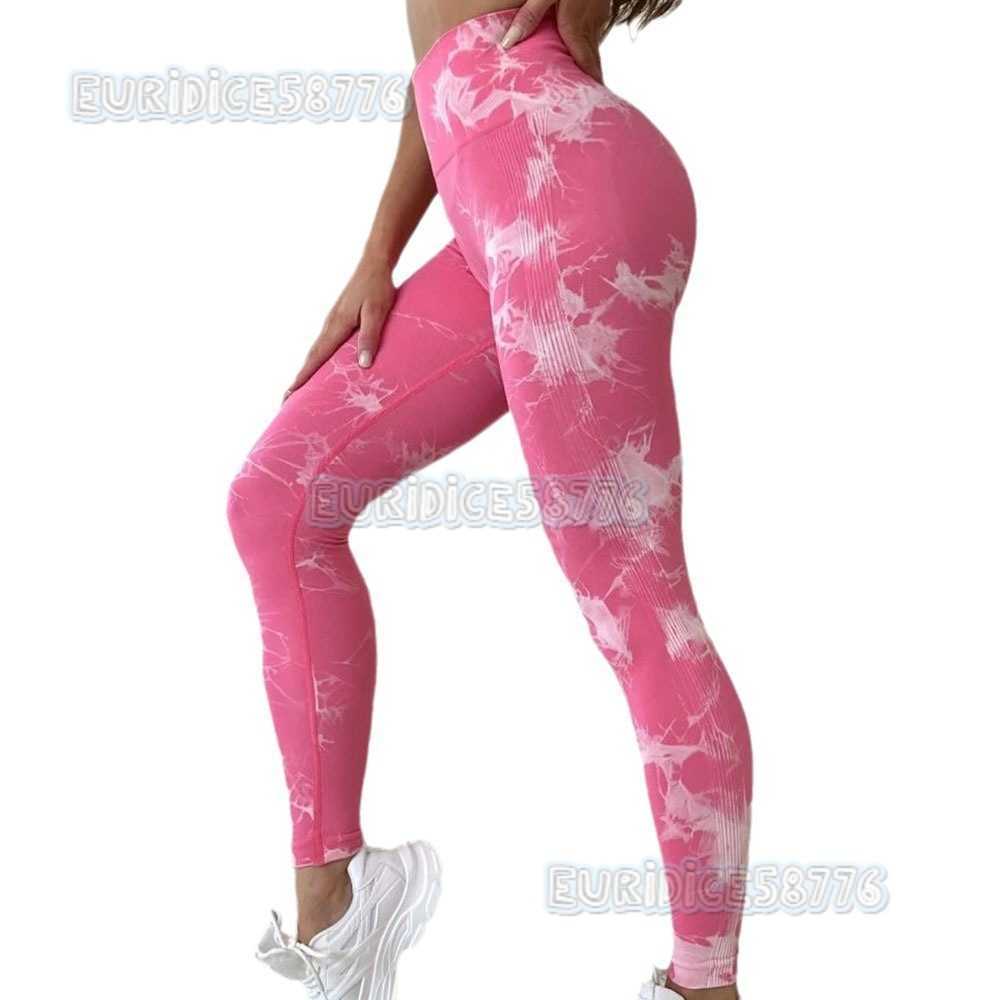Seamless Knitted Tie-dye Yoga Pants Super Elastic Tight-fitting Body Shaping Peach Lift High Waist Fitness Sports Long Pants Wholesale H250806