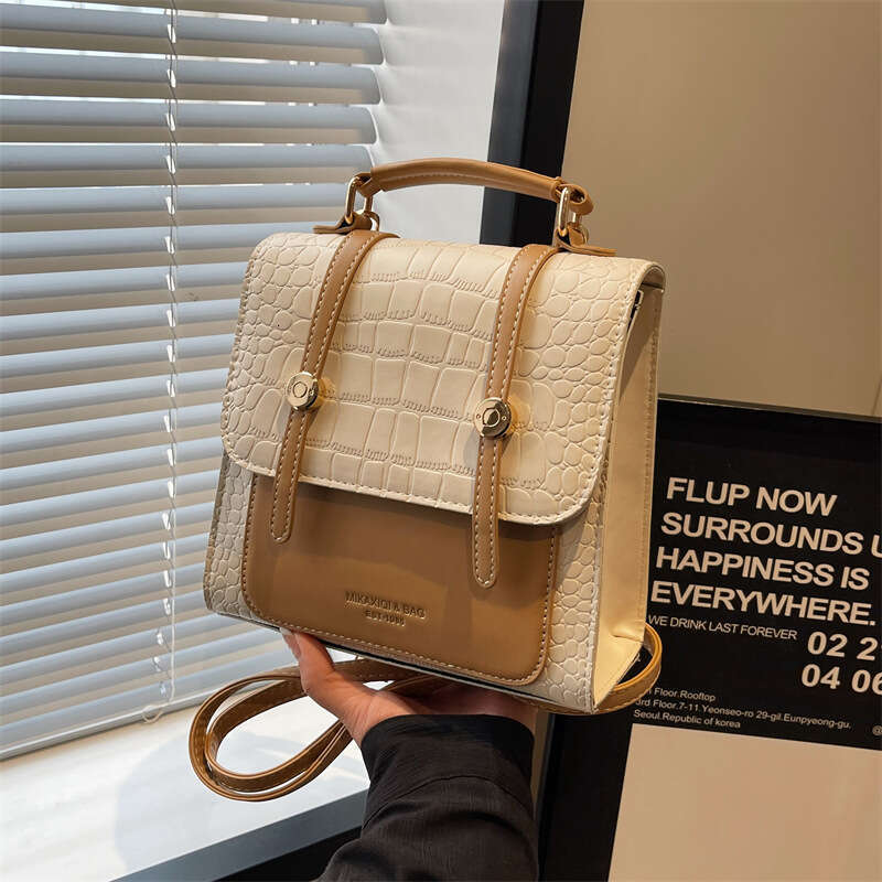 Leather backpack - crocodile leather - embossed texture, high-end niche design, fashionable ideal choice - smart women's work and social occasion