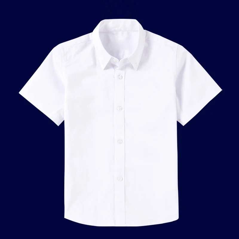 Boys White Shirts for Kids Clothes Solid Cotton Short Sleeve Formal Shirts Teenagers School Uniform 6 8 10 12 14 Years Dresses X250806