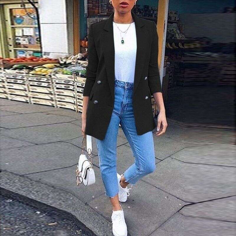 Women's casual temperament button solid color small suit jacket