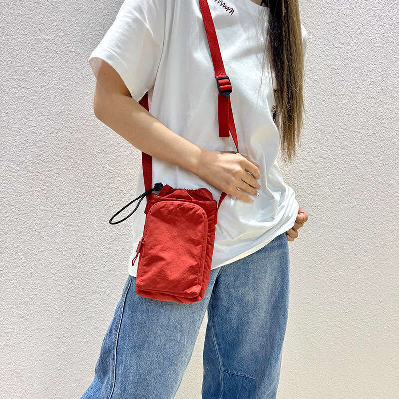 2025 Spring Solid Color Nylon Phone Unisex Lightweight Crossbody Shoulder Simple Matching Small Square Bag